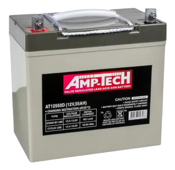Amptech AT12550D 12V 55Ah VRLA AGM Deep Cycle Battery
