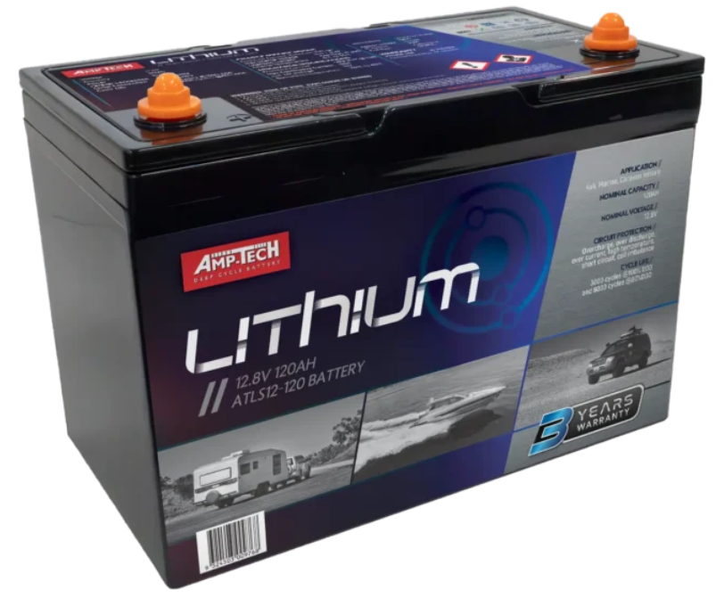 Amptech ATLS12-120 12V 120Ah Lithium LiFePO4 Deep Cycle Battery with Bluetooth