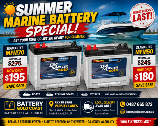 SeaMaster MFM50 and MFM70 marine batteries on summer special