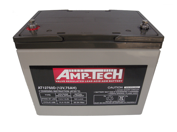Amptech AT1275D 12V 75Ah VRLA AGM Deep Cycle Battery