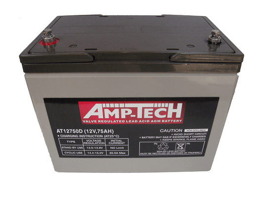 Amptech AT1275D 12V 75Ah VRLA AGM Deep Cycle Battery