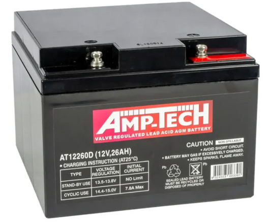 Amptech AT1226D 12V 26Ah VRLA AGM Deep Cycle Battery
