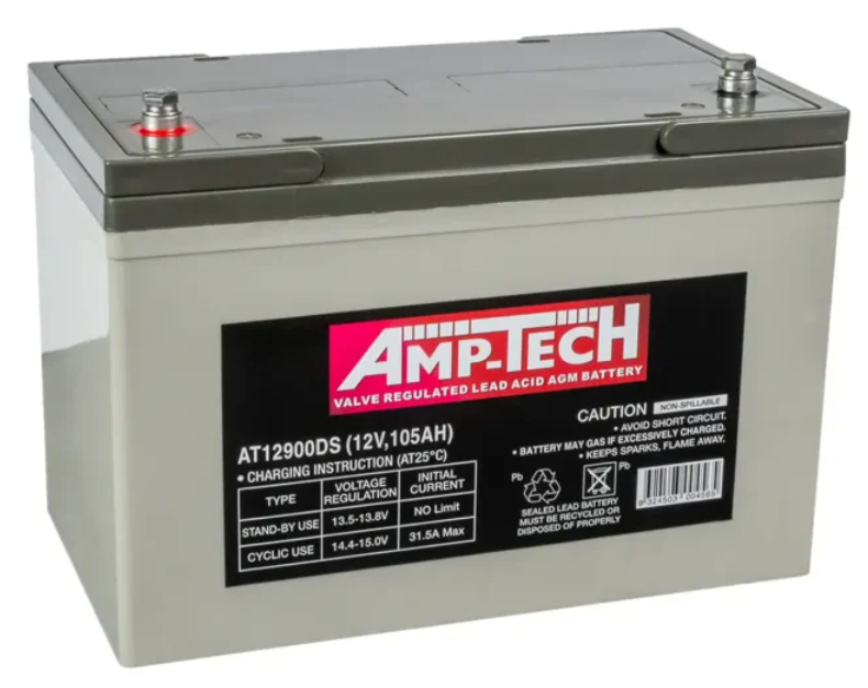 Amptech AT12900DS 12V 105Ah VRLA AGM Deep Cycle Battery | AGM Deep ...